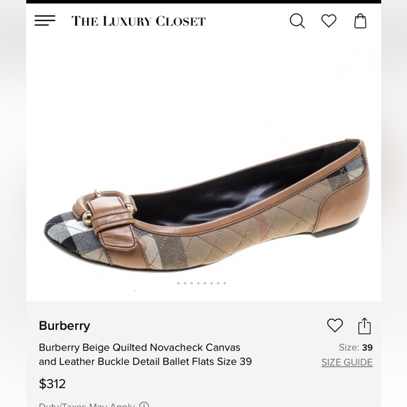 Burberry Beige Quilted Novacheck Canvas and Leather Buckle Ballet Flats Size 37 - Picture 1 of 14
